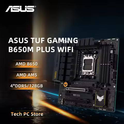 ASUS TUF GAMING B650M PLUS WIFI AMD B650 New Socket AM5 mATX 24.4×24.4cm DDR5 PCI-E 4.0 128GB