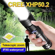 XHP50.2 zoom rechargeable tactical flashlight, strong light, waterproof