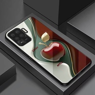 Case for OPPO A94 with tempered glass back, beautiful Apple print