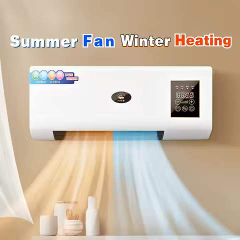 Mini Wall Electric Fan Bladeless Blower,Remote Summer Fan Winter Heaters Ventilation Bladeless Desk 