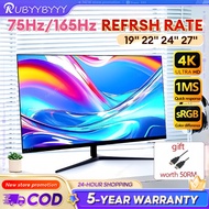 Monitor PC Curved Monitor Gaming 27 Inch 165HZ With Speaker  Flat Monitor 19 22 24 Inch 75HZ