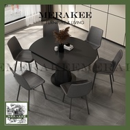 MERAKEE Customized Extendable Turning Round Marble Like Sintered Stone Dining Table Dining Room Furniture F32