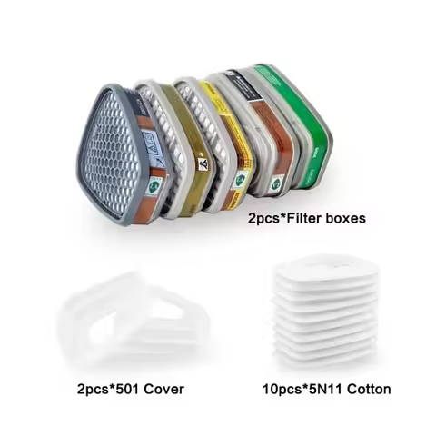 6001/6002/6006 Cartridge Box 5N11 Filter 501 Cover Set For 3m 6200/7502/6800 Dust Gas Mask Chemical 