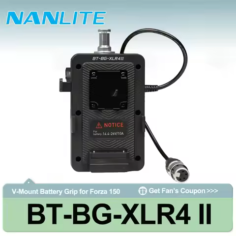 Nanlite BT-BG-XLR4 II V-Mount Battery Grip for Forza 150 Forza 150B FC-120B Support Handheld or Moun