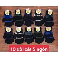 Combo of 2 pairs of wool gloves, MY BAO COMPANY, no cut fingers, cut 2 fingers, cut 5 fingers, real 