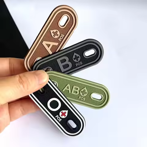 2PCS,A B AB O Positive Blood Type PVC Patch,Shoelace Blood Buckle Tactical Patches,Clothing Zipper,B