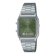 [Creationwatches] Casio Vintage Analog Digital Green Dial Dual Time Quartz AQ-230A-3AMQY Unisex Watc
