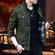 2026 Men's Jacket Stand Collar Denim Worker Pure Cotton Jacket Top Clothes