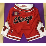 pockets available new NBA men’s Chicago Bulls CHICAGO just don big logo embroidery basketball shorts pants red