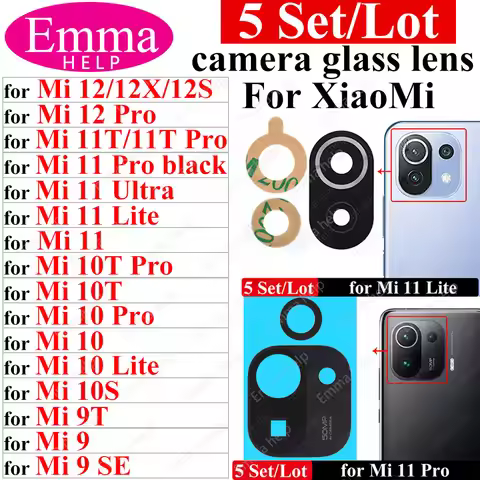 5Pcs Back Camera Glass Lens For Xiaomi Mi 12 Pro 11T 11X Pro Mi 11Lite 5G Mi 11 Ultra 9T 9 SE 10s Mi