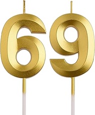 69th 96th Birthday Candles, Gold 96 69 Year Old Number Birthday Candles, Birthday Party Decorations 