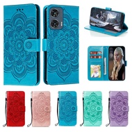 Emboss Flower Leather Phone Case For Motorola Moto G96 5G Datura Wallet Flip Book Case Cover Funda F