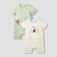 Babyshop Pack Of 2 Juniors Round Neck Short Sleeve Romper With Snap Button Closure