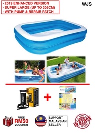 (FREE AIR PUMP &amp; REPAIR PATCH) WJS Premium Original Bestway Extra Large 2019 Enhanced Version Inflatable Swimming Pool Extra Large 3 Layers Family Swimming Pools LIMITED EDITION BLUE SEA CREATURE 135CM 201CM 262CM 305CM [FREE RM 50 VOUCHER] Toys for boys