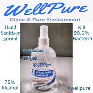 WELLPURE Hand Sanitiser 300ml, 75% Alcohol, Moisturizing, Liquid-based, Kill 99.99% Bacteria, Anti V