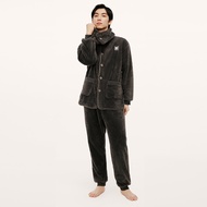 HLA | ชุดนอนผู้ชายคอเบสบอล ป้องกันไฟฟ้าสถิต ให้ความอบอุ่น แบบใหม่ฤดูใบไม้ร่วง