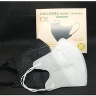 HITAM PUTIH Duckbill Mask OR DB BOX 3ply / Duckbill Mask DB BOX EL Earloop Cantol White Black (1 BOX