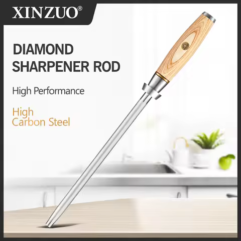 XINZUO New Diamond Sharpener Rod Kitchen Honing Steel Knife Sharpening Carbon Steel Durable Stainles