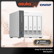 Qnap TS-433-4G 4-Bay NAS (ARM 4-core Cortex-A55 2.0GHz processor4GB RAM3.5" SATA HDD1XUSB3.22XUSB2.0