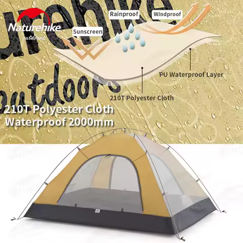 Naturehike 2023 NEW outdoor 2-4 Person Camping Tent Ultralight 2.1kg Portable Hiking Travel family t
