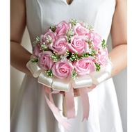 Bó hoa cưới cầm tay cô dâu CEVERIA từ hoa sáp và lụa. Bouquet Of Flowers Wedding (Tặng hoa cài áo