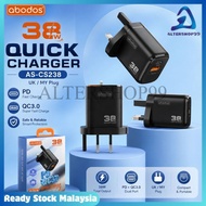 abodos AS-CS238 38W Wall Charger | USB-C PD Fast Charging + USB-A QC3.0 Quick Charge Adapter