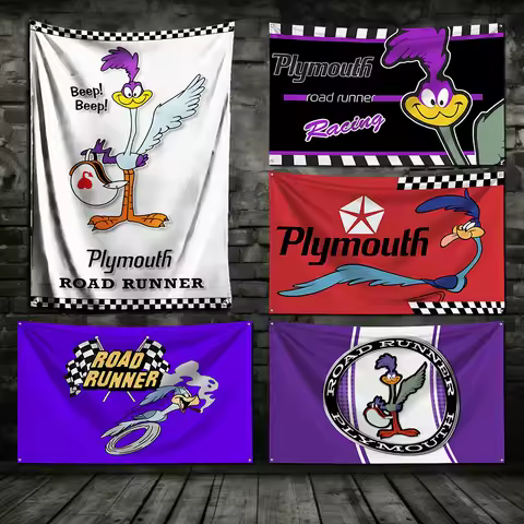 3x5 Ft Road Plymouth Runner Flag Polyester Digital Printing Banner for Garage Wall Art Out Door Deco