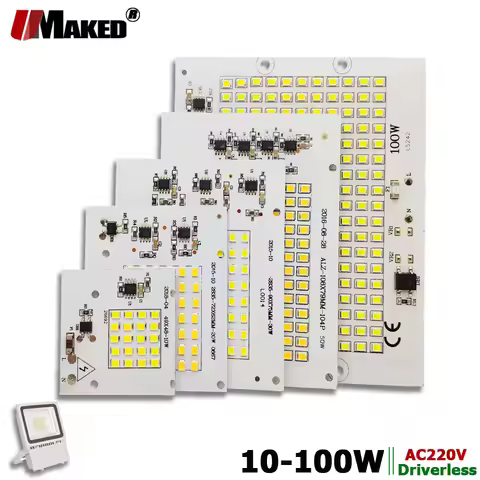 AC220V LED PCB 10W 20W 30W 50W 100W Floodlight Aluminum Plate White/Warm SMD2835 Smart IC Driver Mod