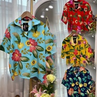 (P01) Hawaiian Shirt With Collar Short Sleeves Floral Pattern Chest Size 32-42 100d Silk Printed