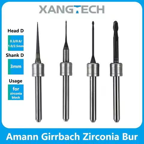 Dental Amann Girrbach Zirconia DC Milling Burs Diamond Coated Drill Tools 0.3/0.6/1.0/2.5mm Head Dia