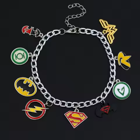 Justice League Bracelet, Lightning Superhero Bat Logo Bracelet, Movie Fan Accessories Gifts