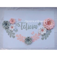 dekorasi backdrop bunga kertas paper flower hiasan dinding lamaran