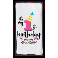 Tuala Muka Happy Birthday Face Towel / Hadiah Hari Jadi untuk Anak / Boleh Tulis Nama FREE