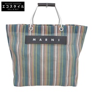 Marni Marni Market 條紋購物袋手提包 女士 貝瑞綠顏色SHMHR08A00 [二手]