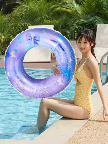 Sparkling bow swimming ring gradient butterfly print swimming ring floating ring underarm ring swimm