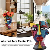 [little]-Outdoor Modern Art Face Design Resin Flower Planter for Garden & Home Desk Balcony