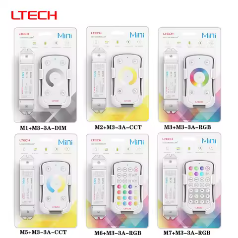 LTECH M1+M3-3A DC12-24V RF433MHz Single-zone 3In1 LED Controller Dimmer For Single/Dual Color RGB CC