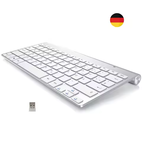 German QWERTZ Wireless Keyboard 2.4G Ultra Slim Deutsche Multimedia Keyboard Low Noise for Laptop De