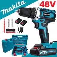 48V Cordless Drill Wireless Drill Makita Cordless Drill 2x Battery Heavy Duty Drill Screwdriver LED Light Portable Rechargeable Drill Japan Made Wood Working Machine