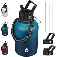 BJPKPK Insulated Water Bottles with Straw Lid, 50oz Large Water Bottle with 3 Lids and Paracord Stra