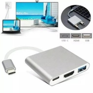 USB Type C to 3-in-1 HDMI Converter – USB 3.0 to HDMI VGA and Audio Output Adapter for Laptops and D