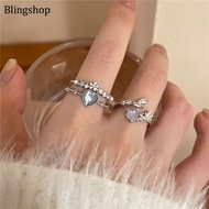 Ring For Girls Cool Simple Korean Style Letter Double Finger Rings Couple Versatile Creative Gold Silver 925 Cincin Jewelry