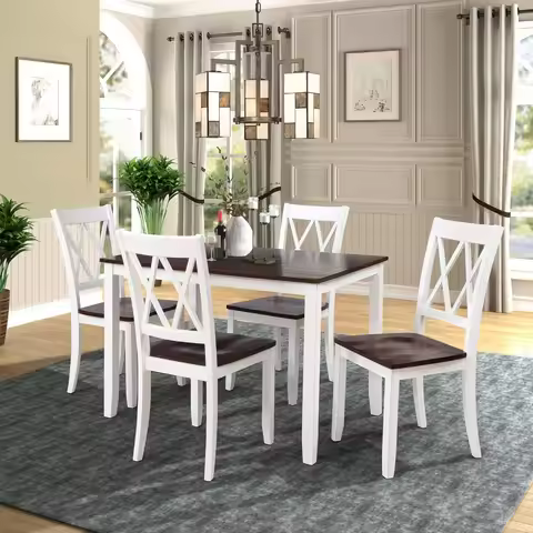 Dining Table Set for 4, Room Set, Kitchen Table Sets, Wood Dining Table and Chairs Set, Dining Set