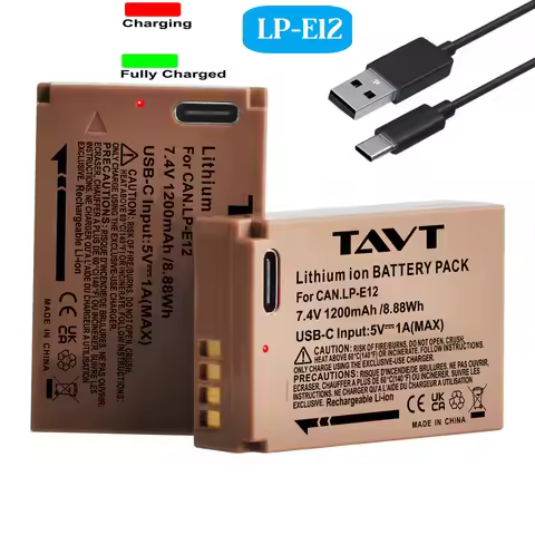 TAVT New LP-E12 LPE12 LP E12 Battery with Type-C Charging Input for Canon SX70 HS Rebel SL1 EOS M M2