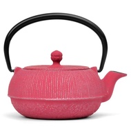 南部鐵器 茶壺 平丸千筋 0.3L 銀粉紅色 日本製