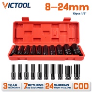 Block Set Air 4 Inches 1/2" 10 Socket/Set Electric Wrench Hex Shank Long Socket