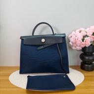 Hermès愛馬仕herbag31防水布 黑藍拼色  鎖與鑰匙齊全