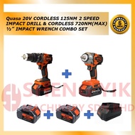 Shengyik Quasa 20V TDB-13140 125NM 2 SPEED IMPACT DRILL & TWB-05550 CORDLESS 720NM(MAX) ½” IMPACT WR