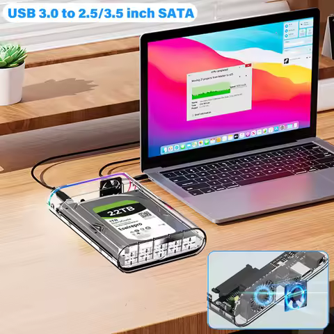 USB 3.0 to 2.5/3.5 inch SATA SSD HDD Enclosure External Hard Drive Case Support 22TB Disk Box Adapte