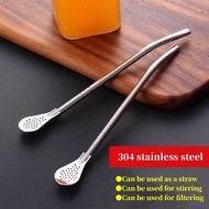 304 Stainless Steel Straw Filter Metal Household Reusable Washable Drink Straw Spoon Kitchen Accessories 过滤吸管勺